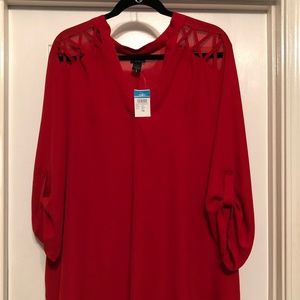 Women's Red Blouse with Cut Outs
